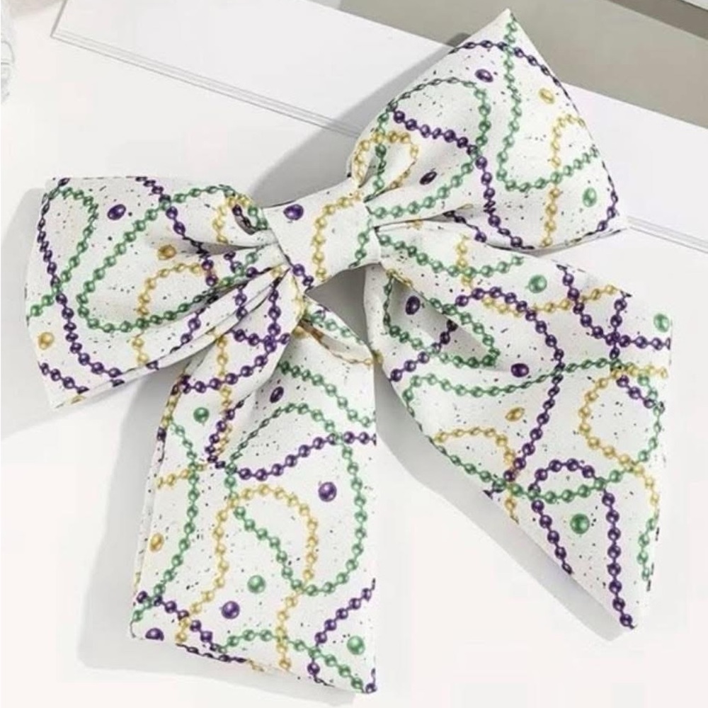 Source‎ Unknown Multicolor Beaded Pattern Hair Bow